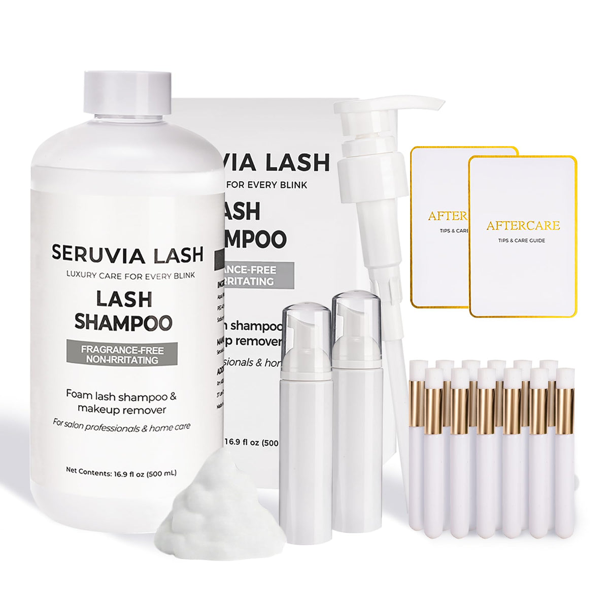Seruvia Lash unscented shampoo bulk refill bottle ready for salon cleanses.