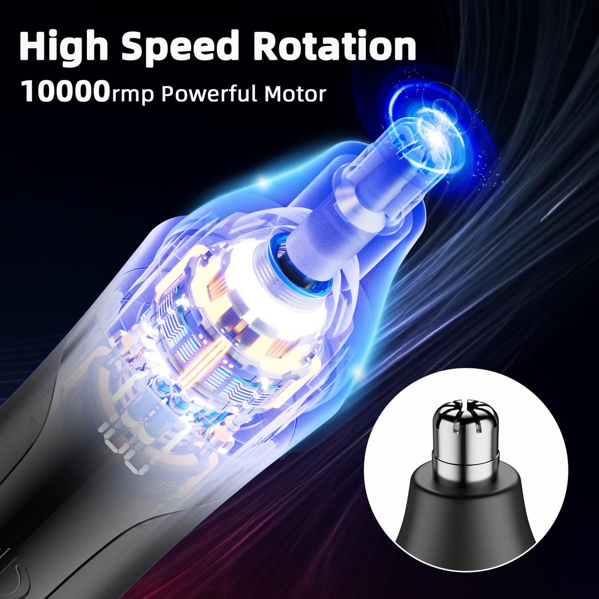 SESATOOK nose trimmer digital display shows battery level