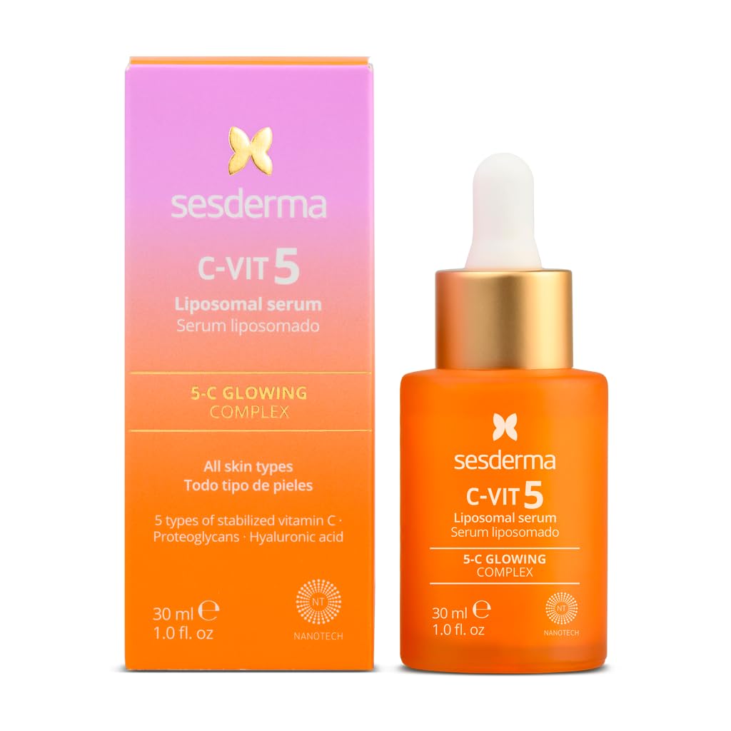 Sesderma C-VIT 5 Fusion serum bottle showing five vitamin C forms for brightening.