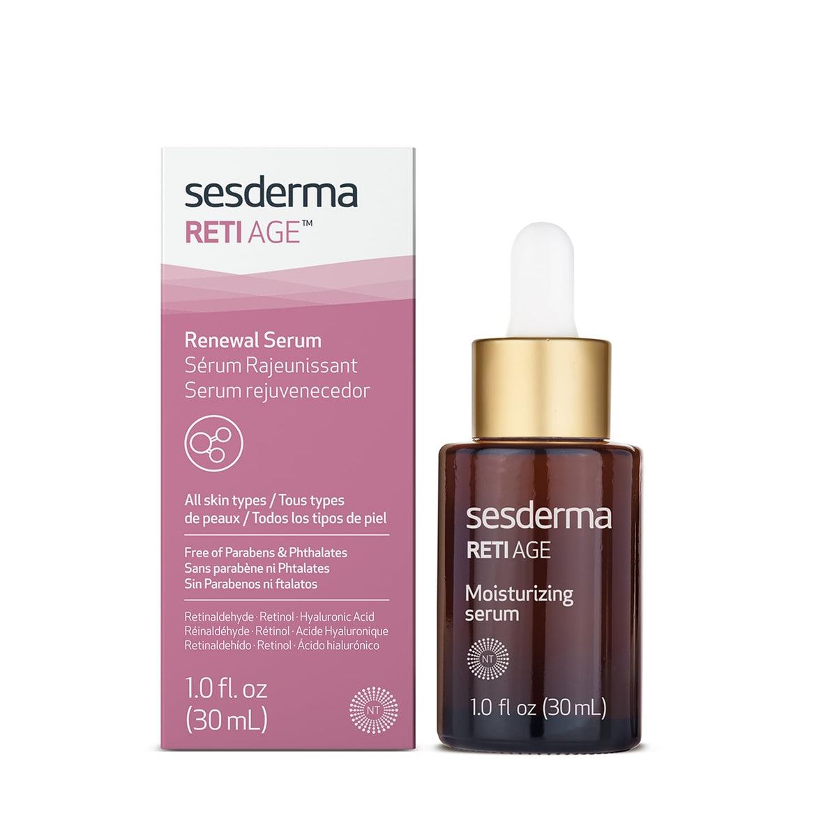 Sesderma Reti Age serum bottle front view highlighting hydration and anti-aging focus