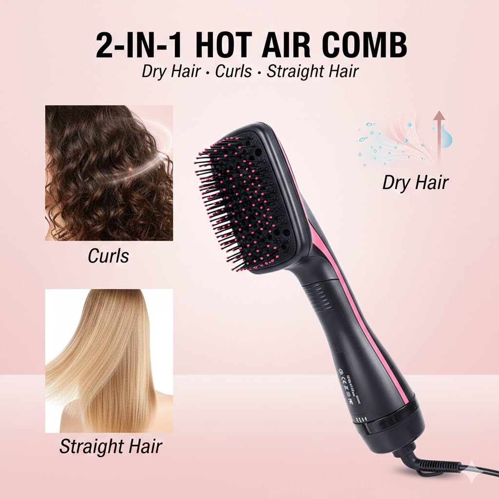 Sesirmi ionic technology delivers frizz control and shine during brushing.