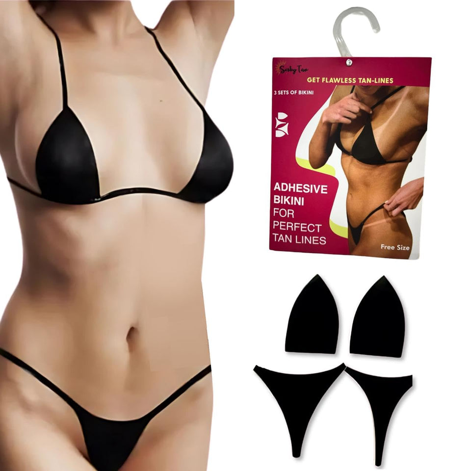 Seskytan adhesive bikini tape pack secures flawless tan lines during spray tans.