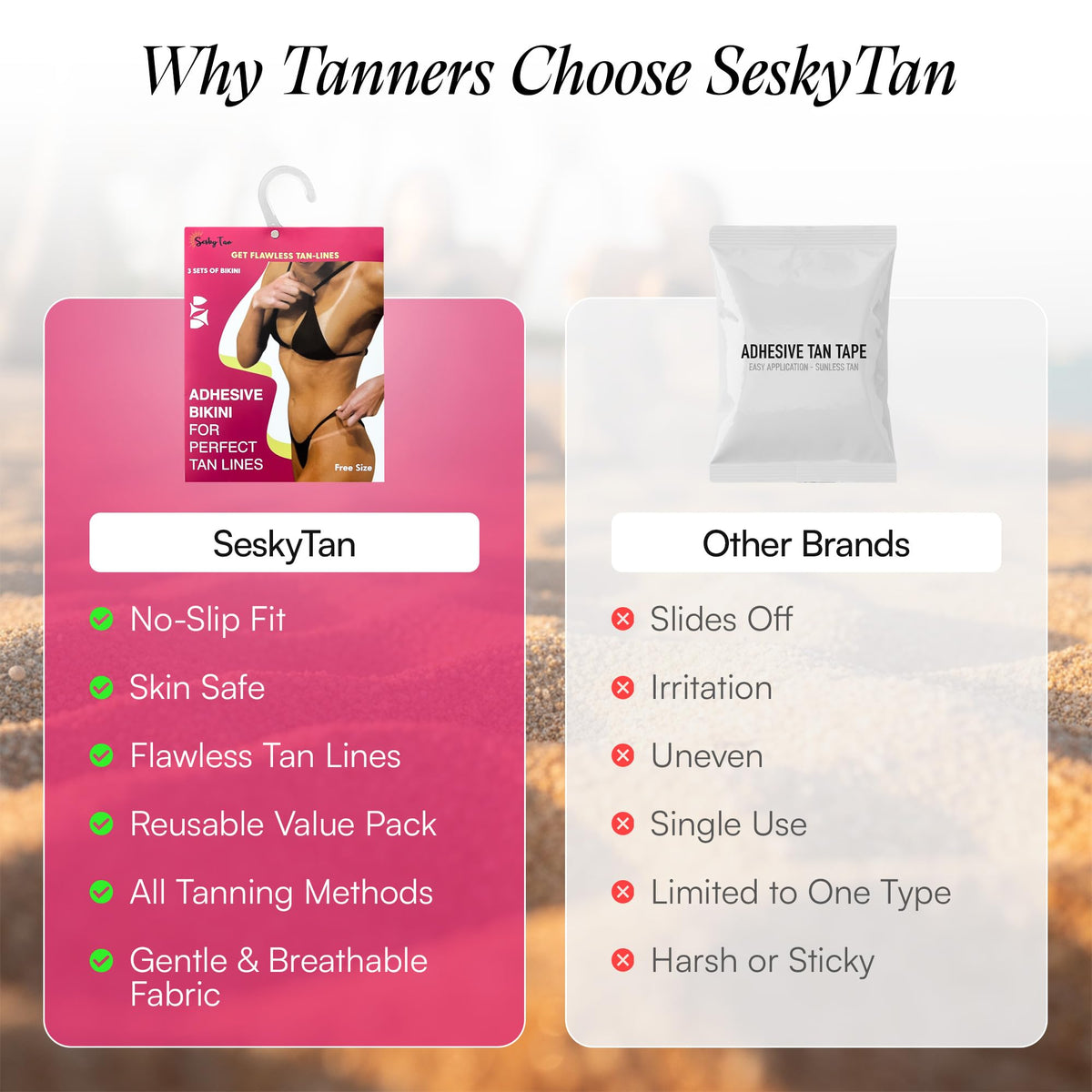 Seskytan tape in bed tanning setup with easy removal.