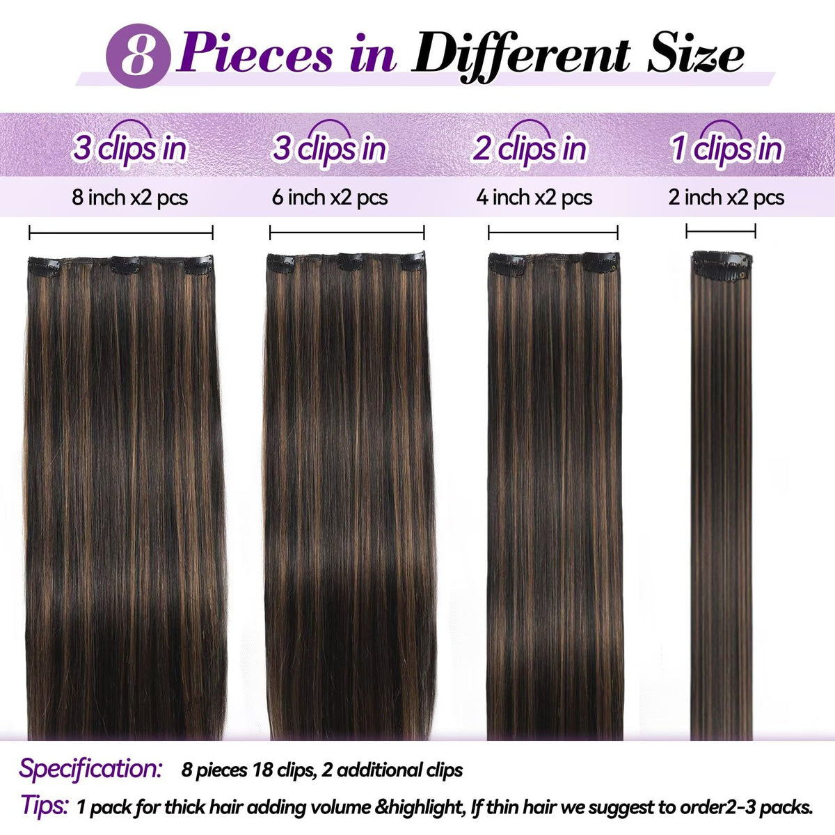 Setible double-weft clip-ins provide reliable hold without slipping during wear.