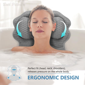 SetSail Bath Pillow with six suction cups keeps the pillow firmly in place.