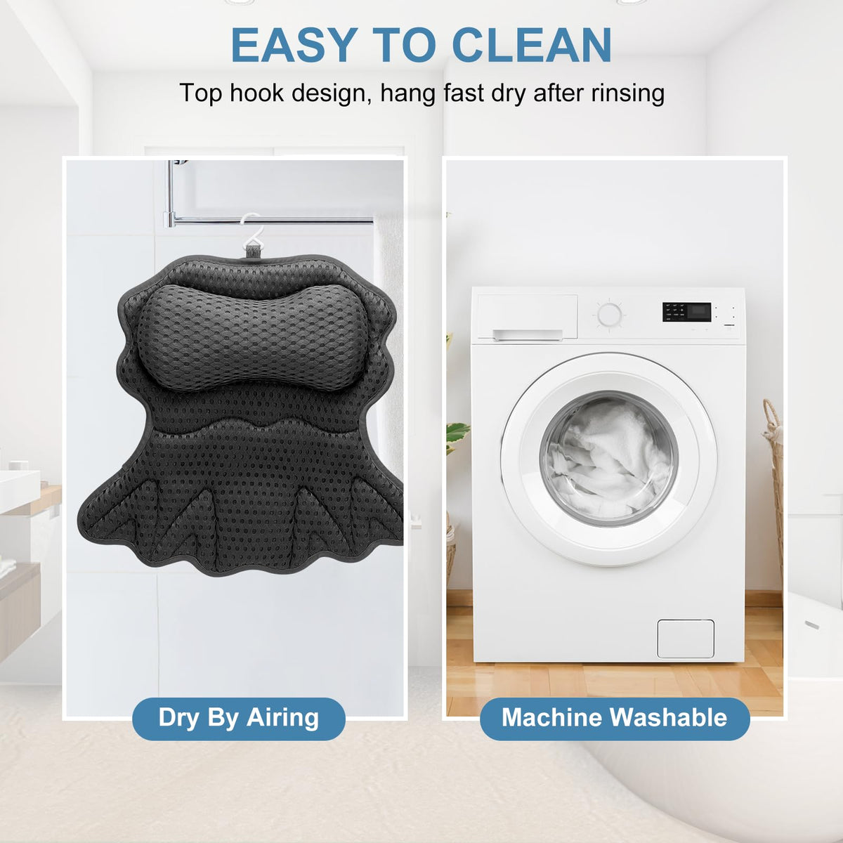 SetSail bath pillow foldable design for compact storage after use.