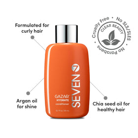 SEVEN Gazar Hydrate conditioner application on hair suggests smooth detangling for curly or porous hair