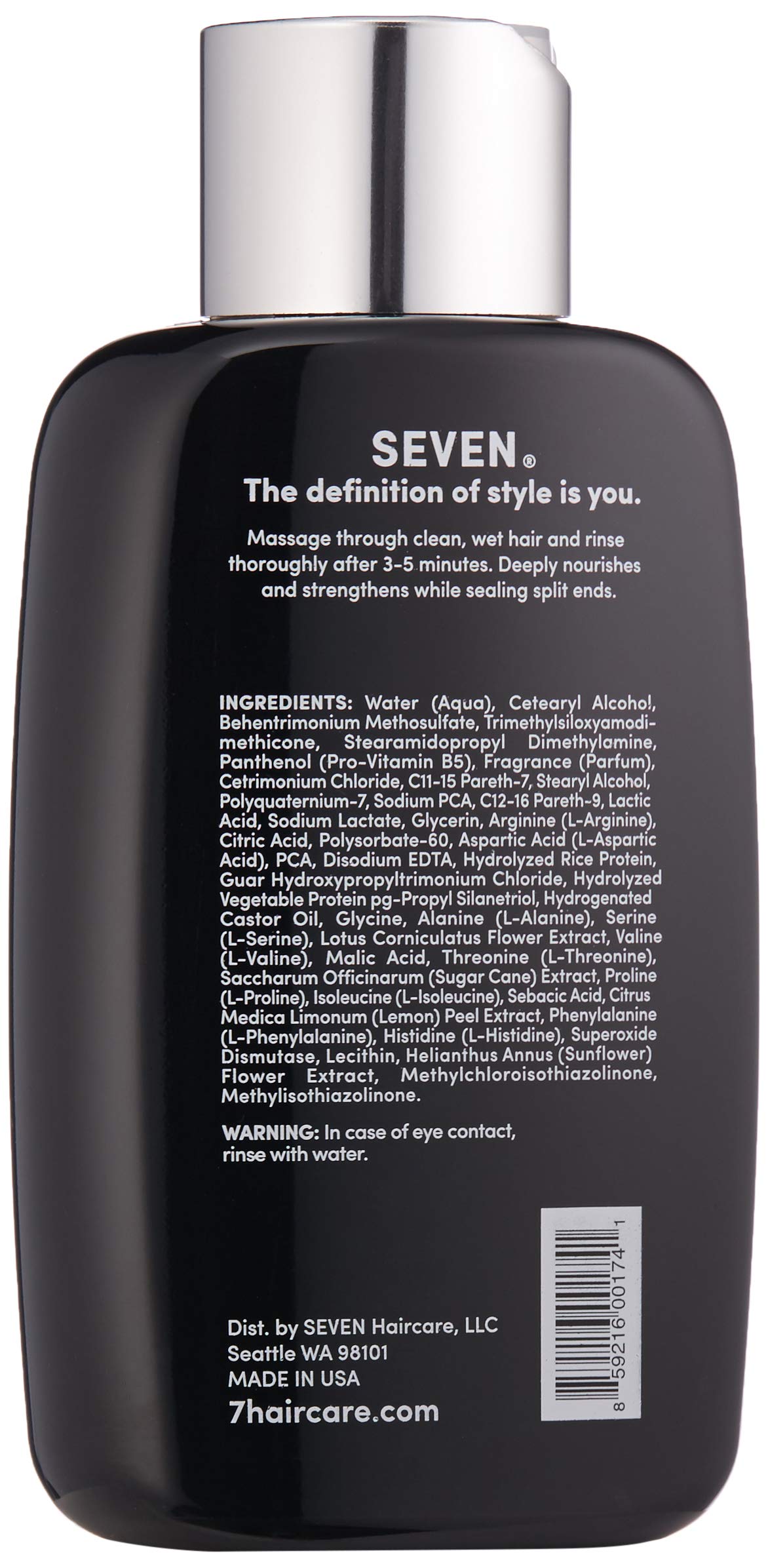 SEVEN Kente Bond Conditioner label close-up highlighting sulfate-free formula.