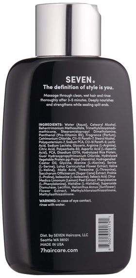 SEVEN Kente Bond Conditioner label close-up highlighting sulfate-free formula.