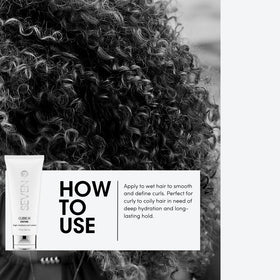 SEVEN Mezzo Define frizz smoothing on curls delivers sleek shine.