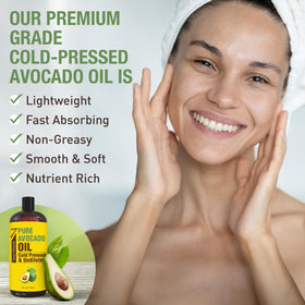 Seven Minerals Avocado Oil 32oz bottle for hair treatment and shine.