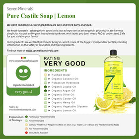 Seven Minerals castile soap foaming lather ideal for body wash and baby care