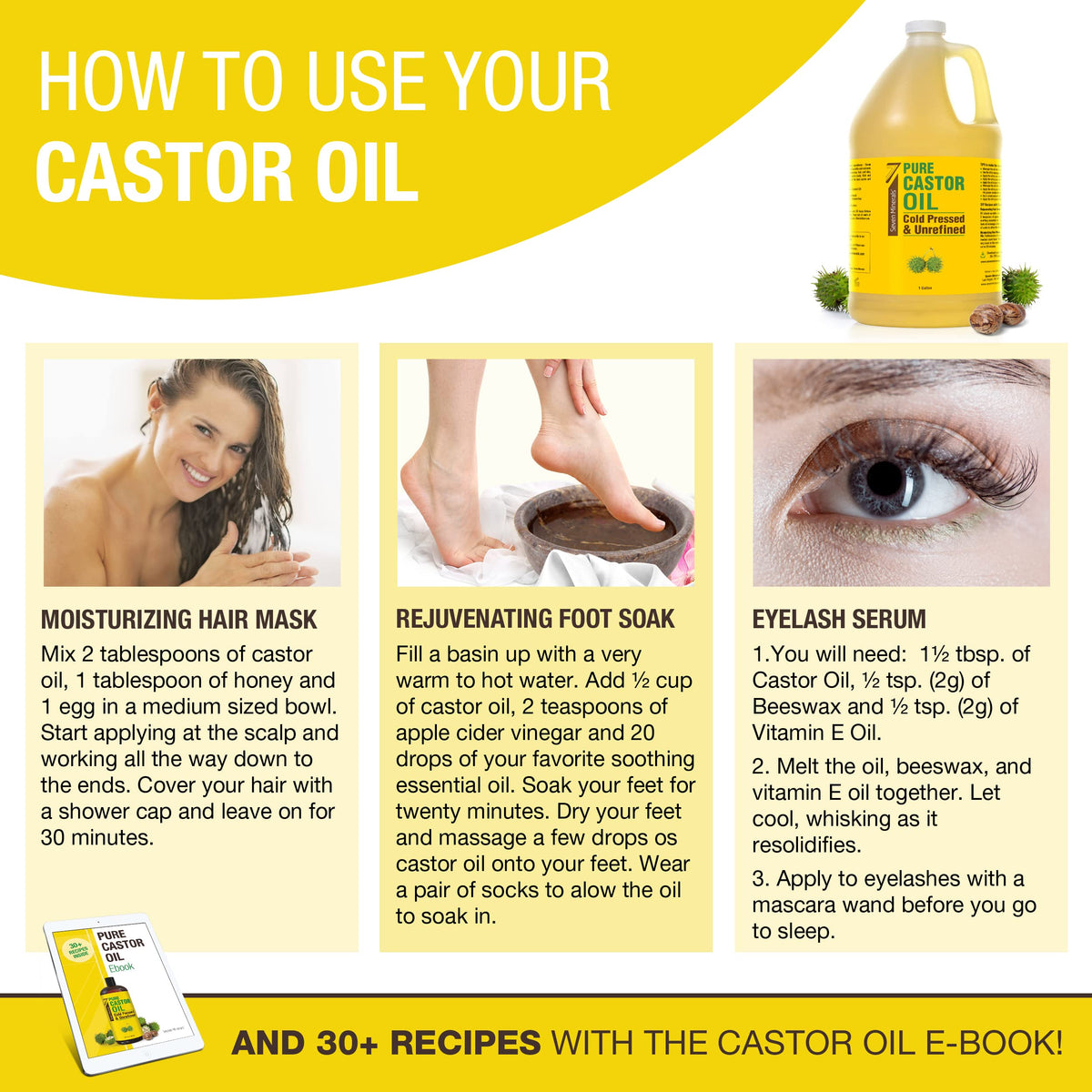 Seven Minerals Castor Oil eco bottle reduces plastic and waste.