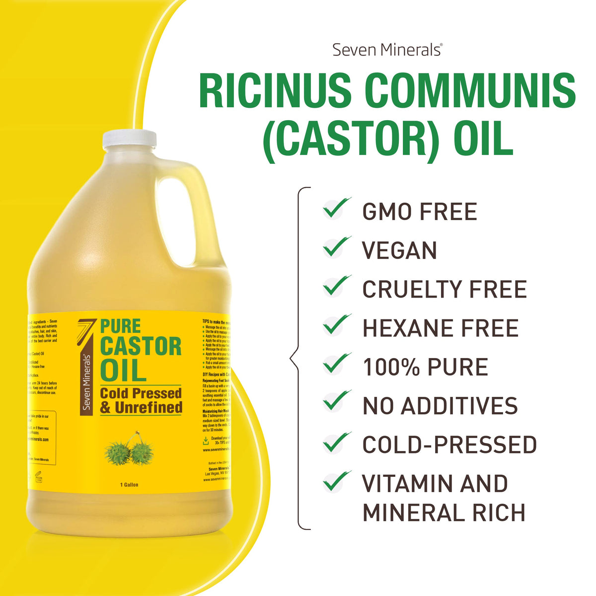 Seven Minerals Castor Oil for dry skin care nourishes moisture.