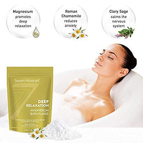 Seven Minerals Deep Relaxation bath scene with steam and calm ambiance.