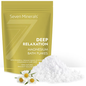 Seven Minerals Deep Relaxation chamomile and Clary Sage ingredients emphasize soothing aroma.