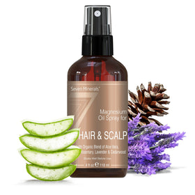 Seven Minerals magnesium spray bottle supports healthy scalp nourishment.
