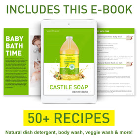 Seven Minerals Pure Castile Soap multipurpose lather in a bathroom setup.