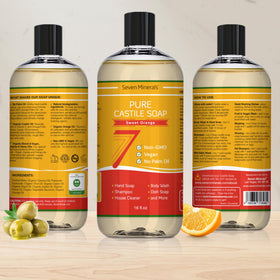 Seven Minerals Pure Castile Soap Sweet Orange baby wash usage demonstrates gentle cleansing.