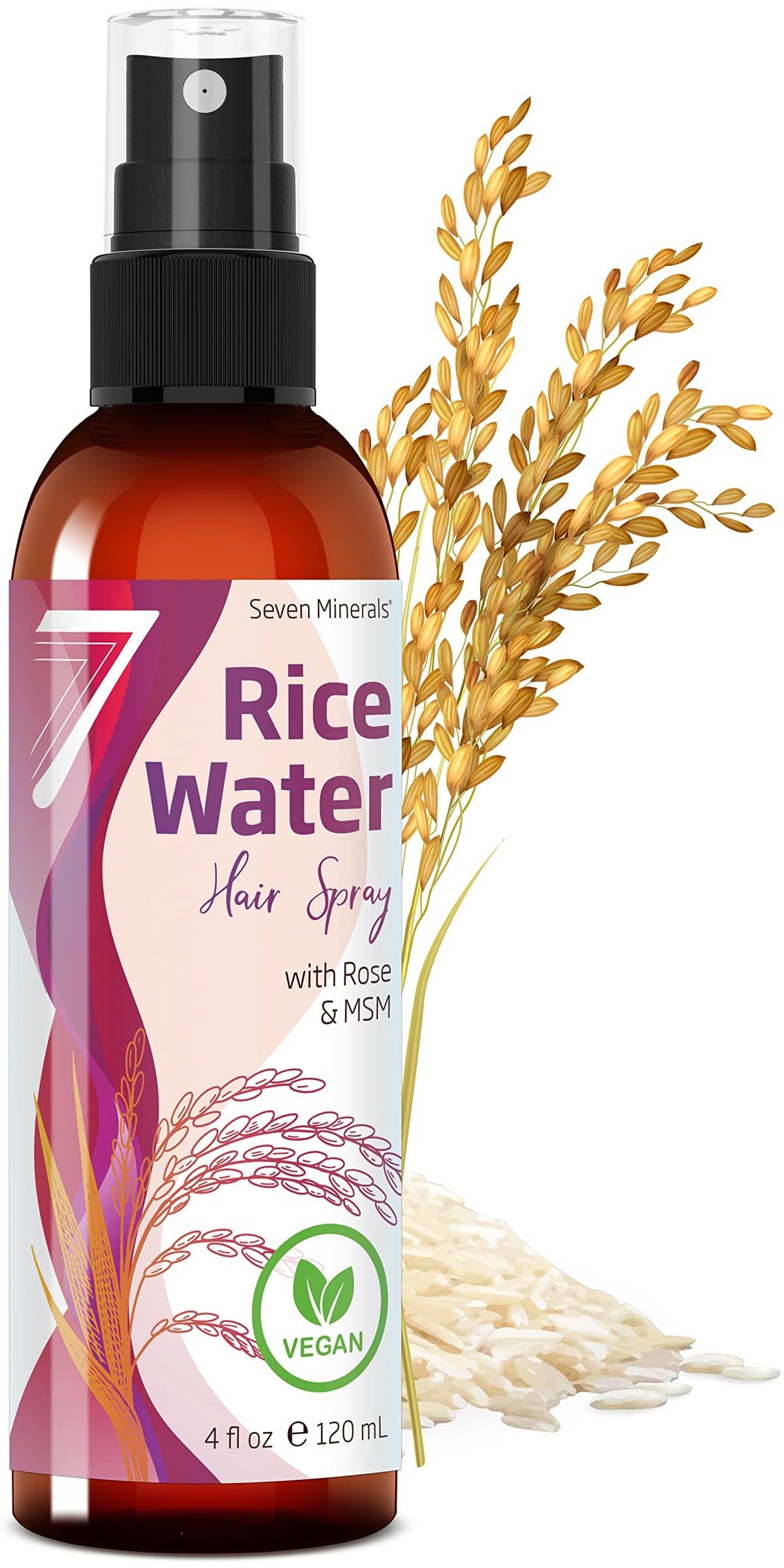 Seven Minerals rice water spray bottle promotes healthy hair and scalp nourishment