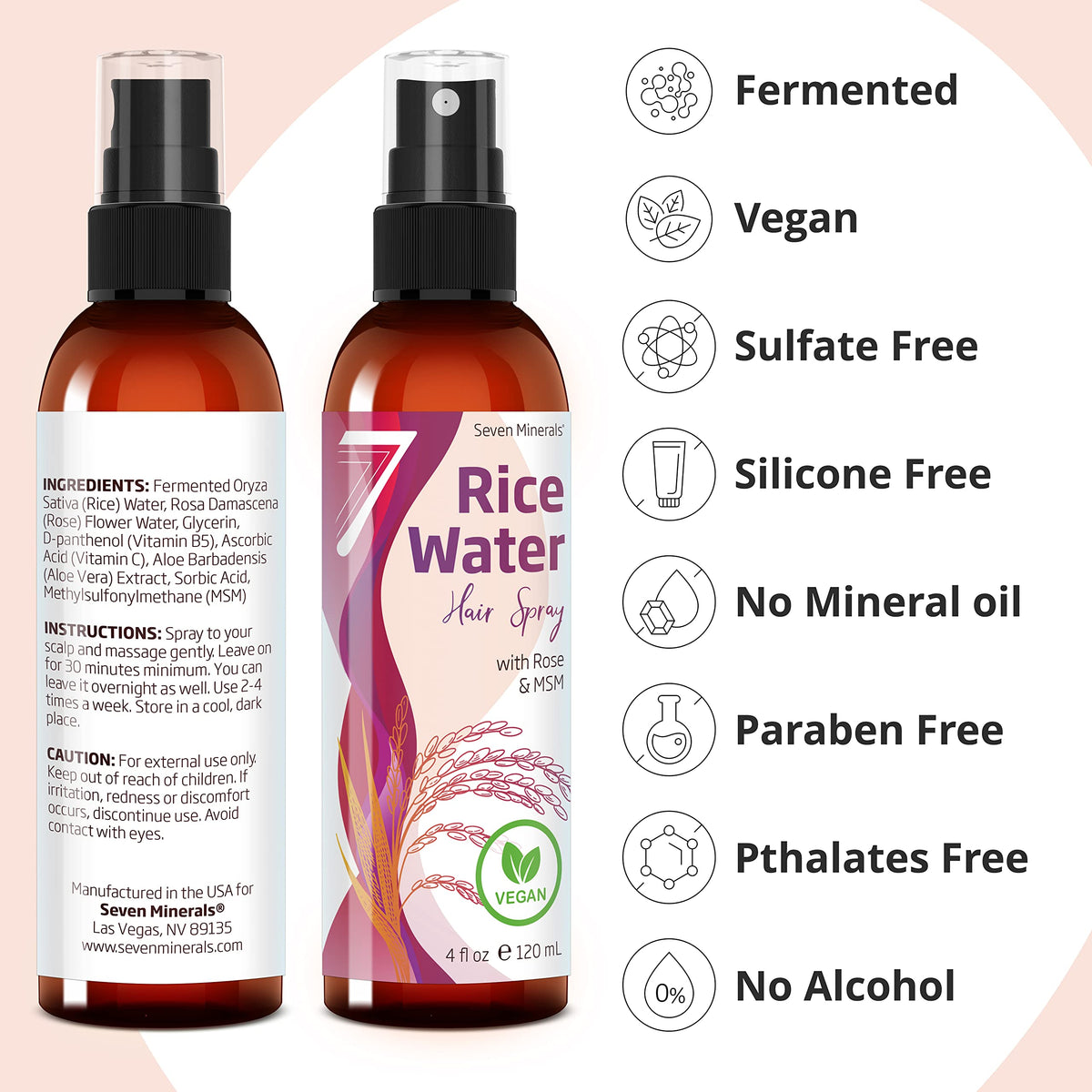 Seven Minerals rose water aloe vera MSM blend bottle with soothing scent