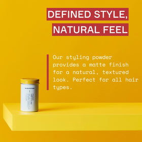 SEVEN POTIONS hair powder in-use shows quick dust application for versatile styles