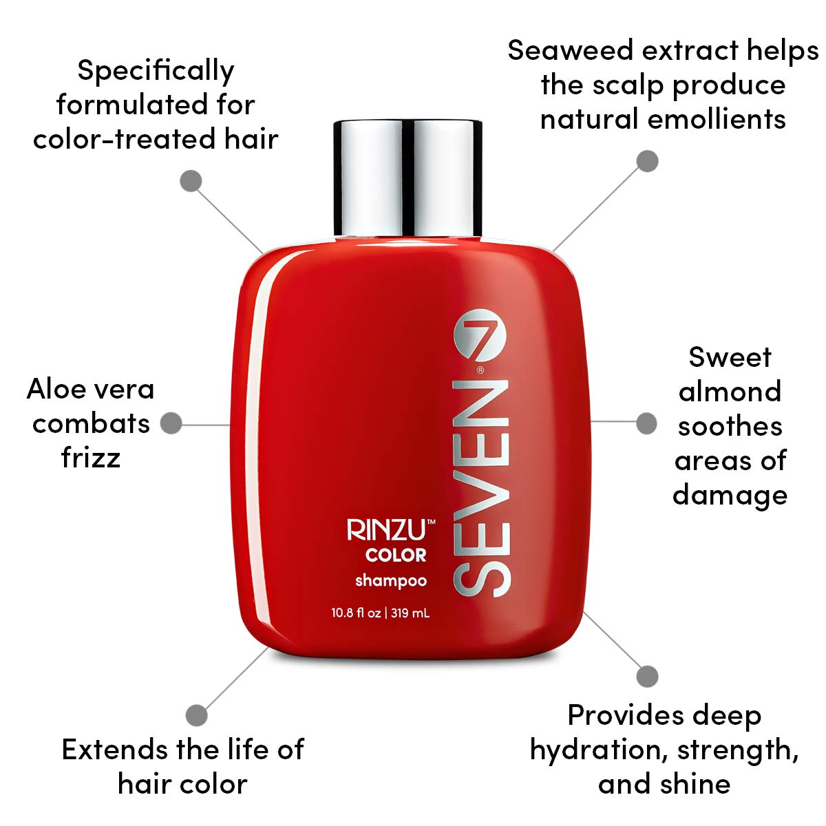 SEVEN Rinzu COLOR Shampoo color swatch shows long-lasting color and shine