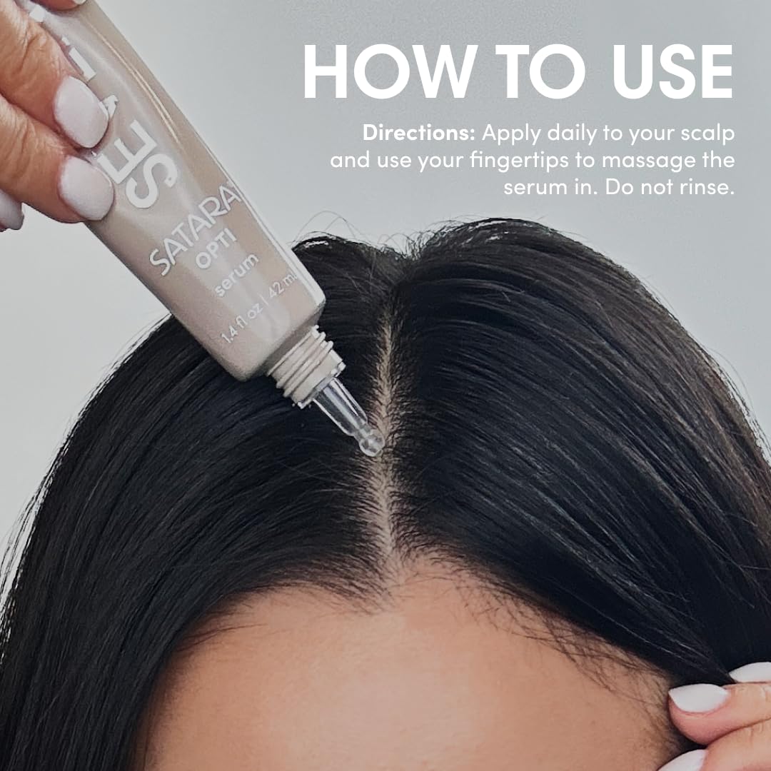SEVEN Satara Opti serum on vanity, emphasizing hydration and shine enhancement.