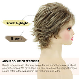 SEVENCOLORS layered pixie-cut wig with mixed blonde tones supports versatile styling.