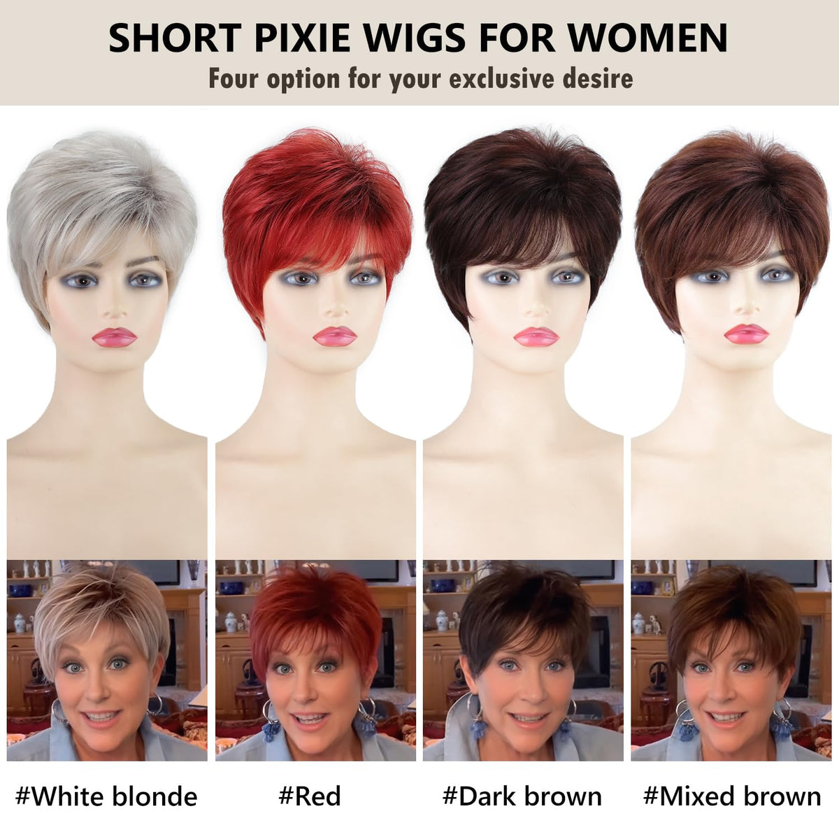 SEVENCOLORS ombre blonde wig with bangs, easy to style.