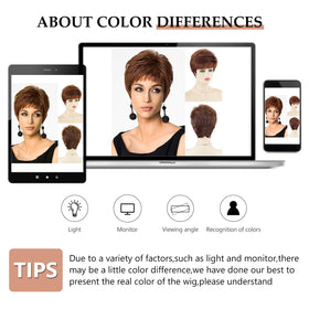 SEVENCOLORS short auburn pixie texture-closeup underscores natural look.