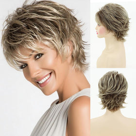 SEVENCOLORS short blonde pixie wig with bangs offers a natural look for daily wear.