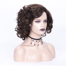 SEVENCOLORS curly wig, crown area close-up, natural volume.