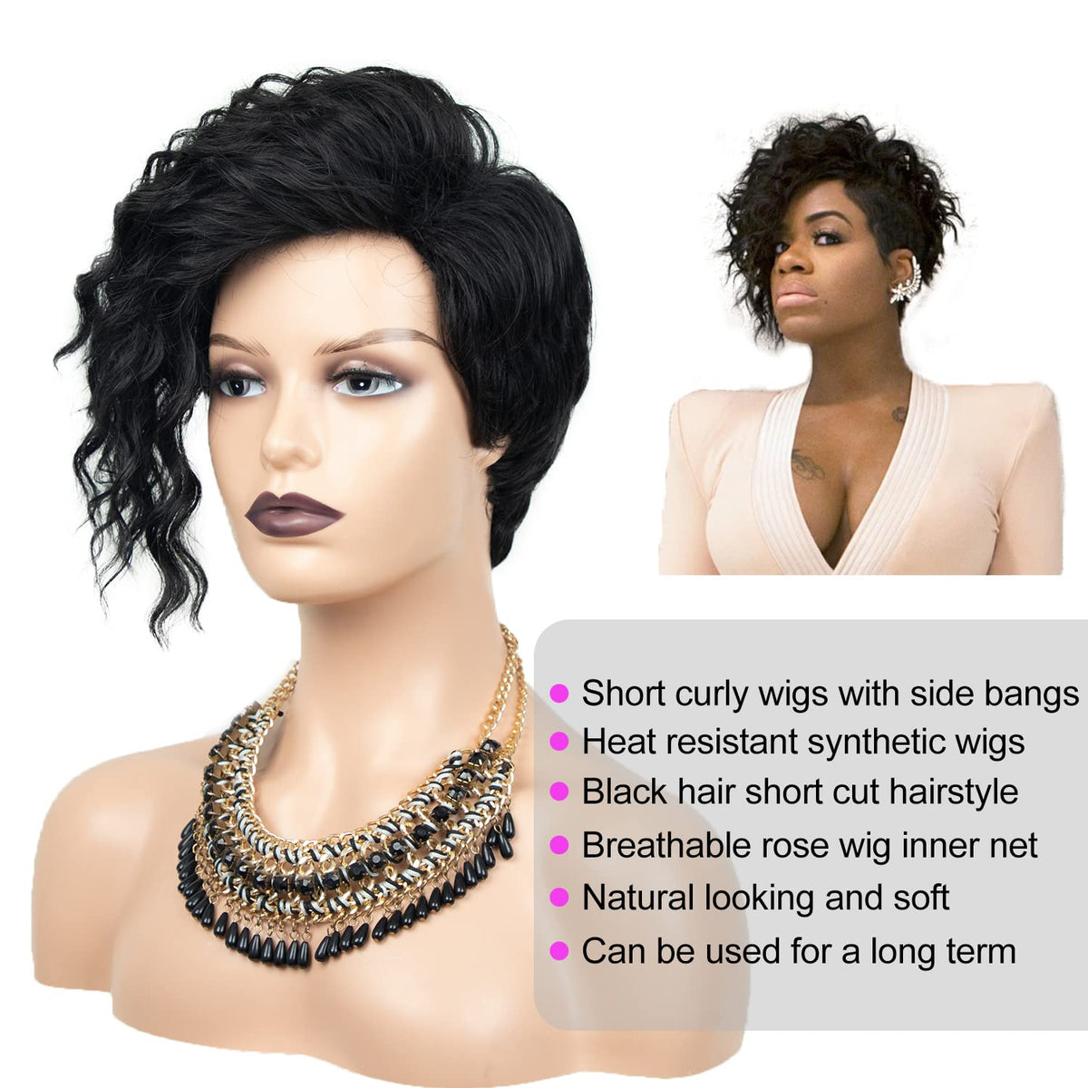 SEVENCOLORS pixie wig natural texture for authentic appearance