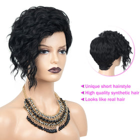 SEVENCOLORS pixie wig side bangs for versatile day-to-night styling