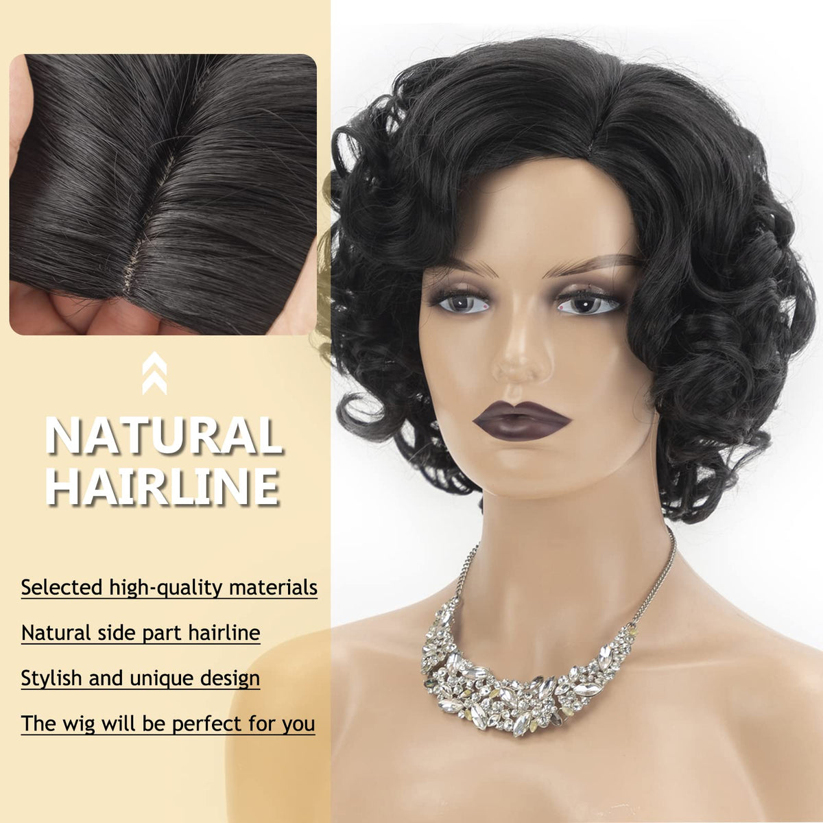 SEVENCOLORS wig close-up curls highlighting soft texture and fiber quality.