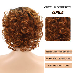 SEVENCOLORS close-up of curls in ombre blonde wig for texture