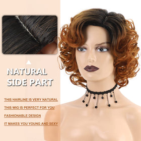 SEVENCOLORS model wearing ombre blonde curly wig for chic look