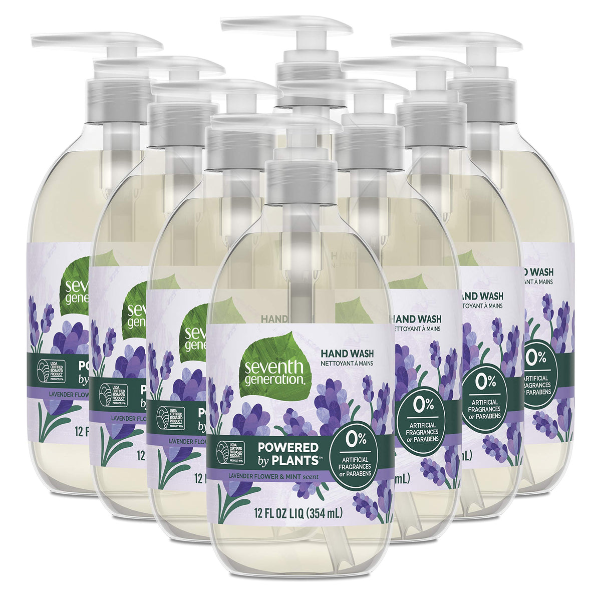 Seventh Generation lavender mint hand soap bottle ready for use