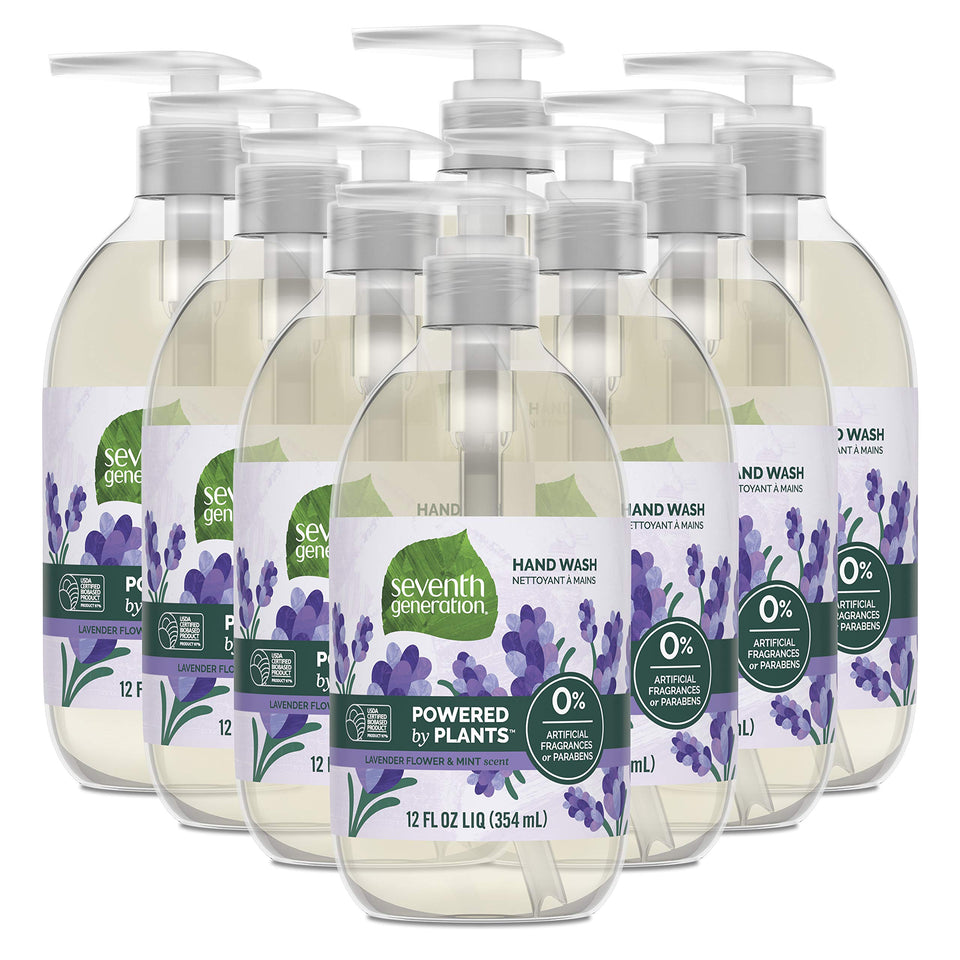 Seventh Generation lavender mint hand soap bottle ready for use
