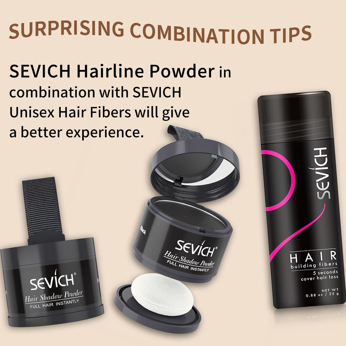 SEVICH 25g Dark Brown bottle for on-the-go touch-ups.