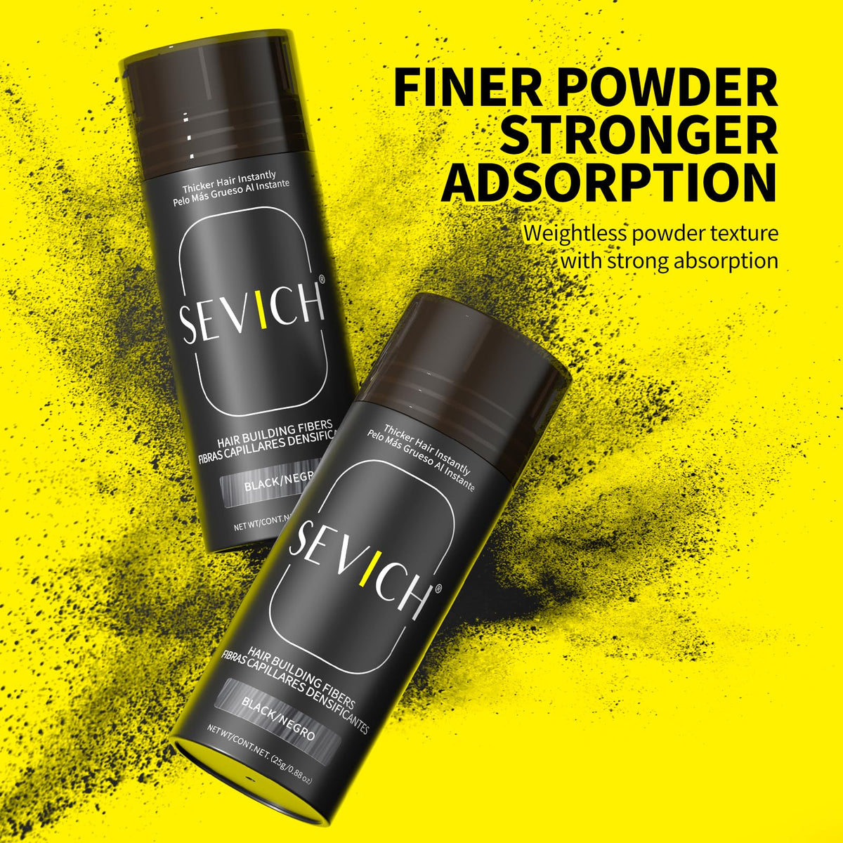 SEVICH natural keratin fibers blend with existing hair for seamless density.