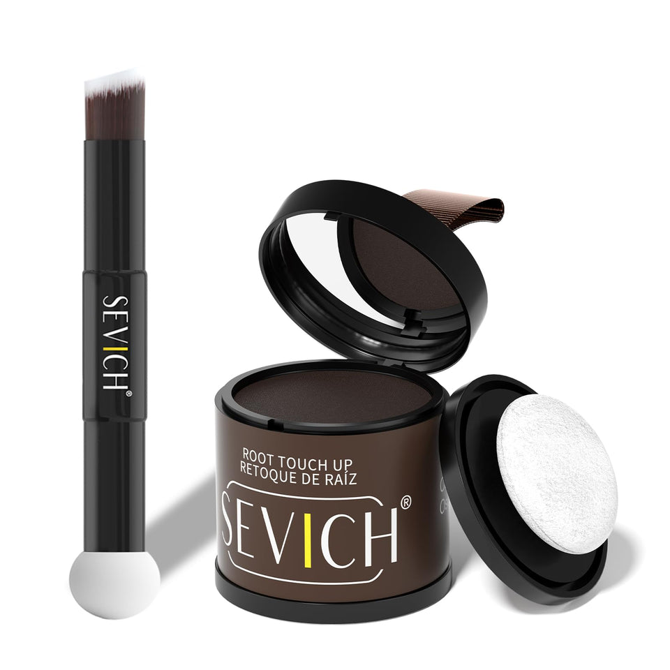 Sevich Hairline Powder 10g with brush for natural scalp coverage.
