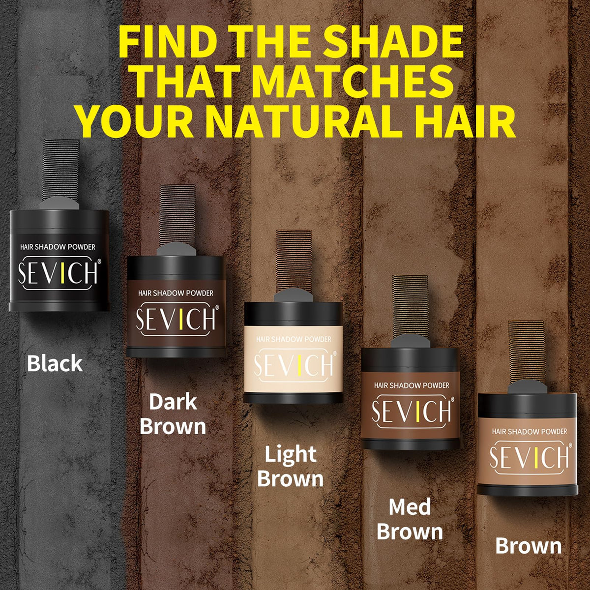SEVICH Hairline Powder dark brown shade blends with darker hair.
