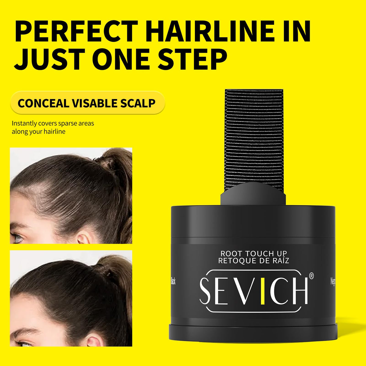 SEVICH natural gray-root coverage blends with hair texture