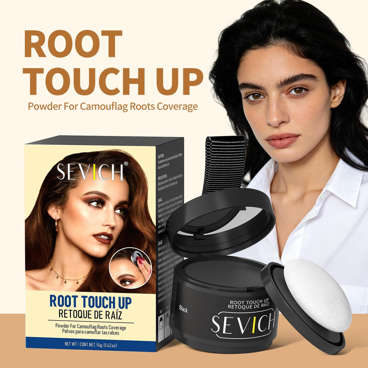SEVICH precision powder puff for precise application along the hairline