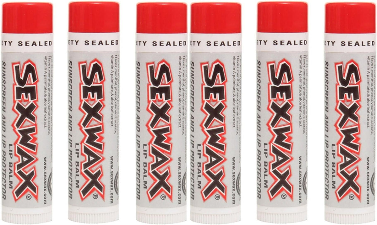Sex Wax Lip Balm 6-pack twist-up with SPF 30 for protected, moisturized lips.