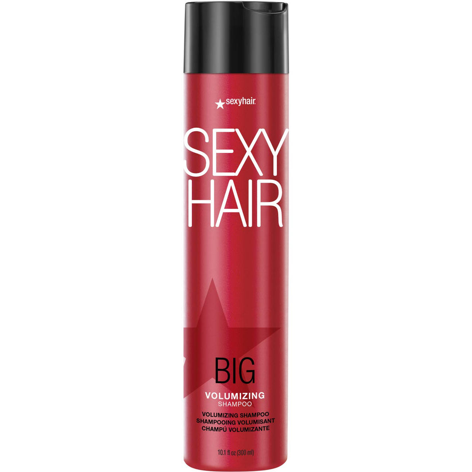 SexyHair Big Volumizing Shampoo bottle shows moisture-boosting formula for daily styling.