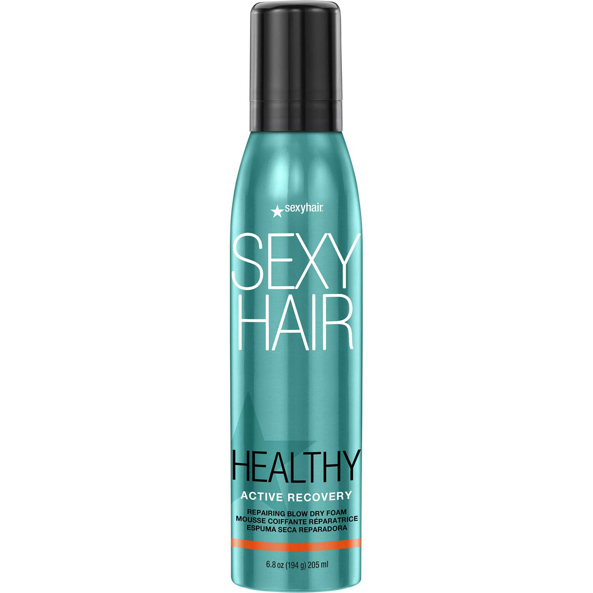 SexyHair Healthy Active Recovery Blow Dry Foam bottle highlighting lightweight, repair-ready formula for styling