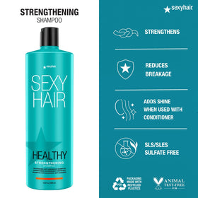 SexyHair Healthy Strengthening Conditioner bottle complements cleanse for smoother hair